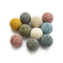 Натуральная Лава Круглые Шарики, Нешлифованные Окрашенные, Микс, 15.5-16мм, без Отверстия, 10шт/упаковка, (УТ100031071)