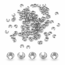 Бусины Крышки Кримпов, Латунь, Оболочки для Зажимных Бусин Стопперов, Цвет: Платина, Размер: 3мм, Отверстие 1.2-1.5мм, около 115шт/5г, (УТ100031087)