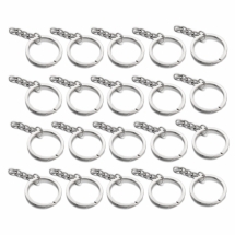 Кільце Замочок Залізне з Ланцюжком для Брелоків та Ключів, Платина, 30х2мм, Внутрішній Діаметр 25мм, (УТ100031092)