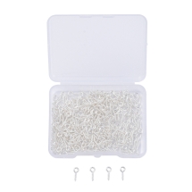 Держатели Винтовые Штифты с Петлей, для Бусин с Полуотверстием, Железо, Цвет: Серебро, Размер: 10х4х1мм, Отверстие 2мм, 300шт/набор, (УТ100031154)