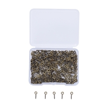 Держатели Винтовые Штифты с Петлей, для Бусин с Полуотверстием, Железо, Цвет: Бронза, Размер: 10х4х1мм, Отверстие 2мм, 300шт/набор, (УТ100031156)