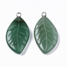 Підвіски Натуральний Зелений Зелений Авантюрин, Лист, 28-29x15x4.5мм, Отвір 1.8мм, (УТ100031172)