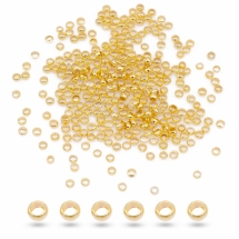 Намистини Затискні Стоппери, Кримпи Латунь, Рондель, Золото, 3мм, Отвір 2мм, близько 195шт/10г, (УТ100031187)