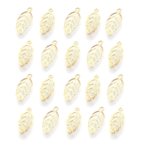 Кулон Підвіска Лист Нержавіюча Сталь, Покриття Золото 18К, 13х5.5х0.2мм, Отвір 0.8мм, (УТ100031203)