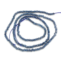 Бусины Гальваника Стекло, Граненые, Рондель, Радужное Покрытие, Цвет: Морской Синий, Размер: 2х1.5мм, Отв-тие: 0.6мм, около 223-234шт/35-35.5см/нить, (УТ100031218)