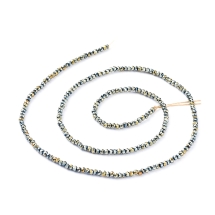 Бусины Гальваника Стекло, Граненые, Рондель, Покрытие, Цвет: Зеленый, Размер: 2х1.5мм, Отв-тие: 0.6мм, около 210-218шт/33-34см/нить, (УТ100031227)