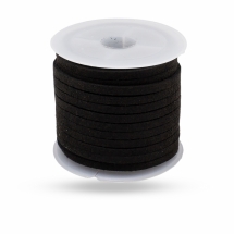 Шнур Замшевий, Чорний, 3х1.5мм, близько 5м/котушка, (УТ100031233)