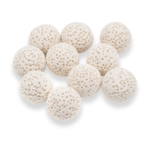 Натуральная Лава Шарики Круглые Нешлифованные Окрашенные, Белый, 13-14мм, без Отверстия, 10шт/упаковка, (УТ100031295)