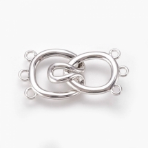 Застежка Крючок, Латунь, Покрытие Платиной, 3 нити, 6 отверстий, Размер: Длина 36мм, Кольцо 22х17х4.5мм, Крючок 21х16х1.5мм, Отверстия 1.8-2мм, (УТ100031298)