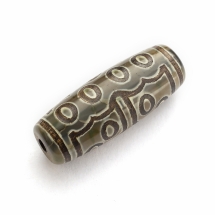 Намистини Натуральний Агат Дзі, 15 Очей, Овал, Термозабарвлені, 28.5-32х10-12.5мм, Отвір 1.5-3мм, (УТ100031309)