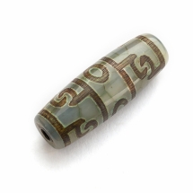 Намистини Натуральний Агат Дзі, 3 Очі, Овал, Термозабарвлені, 28.5-32х10-12.5мм, Отвір 1.5-3мм, (УТ100031314)