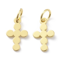 Подвеска Латунь, Крест, Стойкое Покрытие Золото 18К, Размер: 12х7.5х0.8мм, Соединительное кольцо 5х1мм, Внутр диаметр 3мм, (УТ100031329)