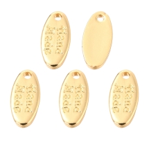 Підвіска Плоска Овальна, Латунь, "Hand Made", Покриття Золото 18К, 8.6х4х1мм, Отвір 0.9мм, (УТ100031331)