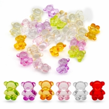 Намистини Акрил Прозорі, Ведмедик, Мікс, 18.5х15.5х11мм, близько 30шт/50г, (УТ100031344)