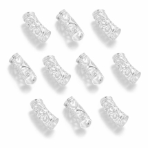 Намистини Металеві Трубочки Вигнуті Ажурні Порожнисті, Срібло, 26х10.5х9мм, Отвір 7мм, 10шт/упак, (УТ100031377)