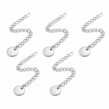 Цепочка Удлинительная с Подвеской из Нержавеющей Стали, Длина Цепочки 58-63мм, Звено 3.7х3х0.5мм, Подвеска 8х0.7мм, (УТ100031388)