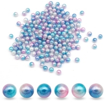 Перли Кульки Намистини Акрилові Райдужні, Градієнт Русалка, Круглі, Темно-Блакитний, 6мм, без Отвори, близько 180шт/20г, (УТ100031412)