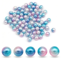 Перли Кульки Намистини Акрилові Райдужні, Градієнт Русалка, Темно-Блакитний, 8мм, без Отвори, близько 75шт/20г, (УТ100031413)