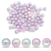 Перли Кульки Намистини Акрилові Райдужні, Градієнт Русалка, Рожевий, 8мм, без Отвори, близько 75шт/20г, (УТ100031414)