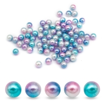 Перли Кульки Намистини Акрилові Райдужні, Градієнт Русалка, Круглі, Блакитний, 8мм, без Отвори, близько 75шт/20г, (УТ100031416)