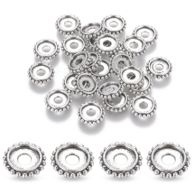 Бусины-Разделители Бижутерный Сплав Рондель, Античное Серебро, 10х2мм, Отверстие 3мм, (УТ100031427)