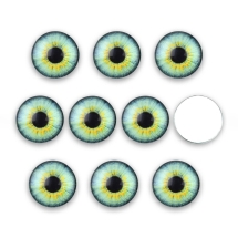 Кабошоны Глазки Стеклянные Круглые, Светло-Зеленый, 16х5мм, (УТ100031430)