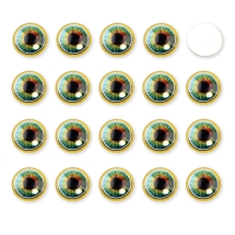Кабошоны Глазки Стеклянные Круглые, Зеленый Морской, 12х4мм, (УТ100031432)