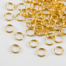 Колечки Двойные, Железные, Цвет: Золото, Размер: 6х0.7мм, Внутренний Диаметр 4.6мм, около 390шт/50г, (УТ000004352)