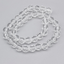 Бусины стеклянные круглые, прозрачные, граненые, Цвет: Прозрачный, Размер: Диаметр: 8мм, Отверстие 1мм, около 38шт/29см/нить, (УТ000004362)