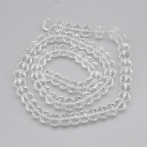 Бусины Рондель Имитация Австрийского Хрусталя Стеклянные Граненые, Прозрачные, Бесцветные, 12х8мм, Отверстие 1мм, около 68шт/58см/нить, (УТ000004382)