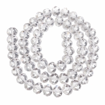 Бусины Австрийский Хрусталь, Имитация, Стекло Граненые, Прозрачные, Рондель, Бесцветный, 8х6мм, Отв-тие: 1мм, около 72шт/42см/нить (УТ000003820)