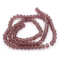 Бусины Австрийский Хрусталь, Имитация, Стекло Граненые, Прозрачные, Рондель, Пурпурный, 6х4мм, Отв-тие: 1мм, около 92шт/36см/нить (УТ000003323)