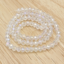 Бусины Хрустальные Жемчужный Блеск, Стекло Гальваника, Граненые, Рондель, Бесцветный бензин, 8х6мм, Отв. 1мм, ок. 72шт/42см/нить (УТ000003847)